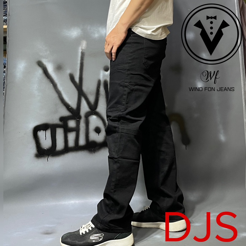 Jean Ống Rộng Phong Cách Biker Co Giãn