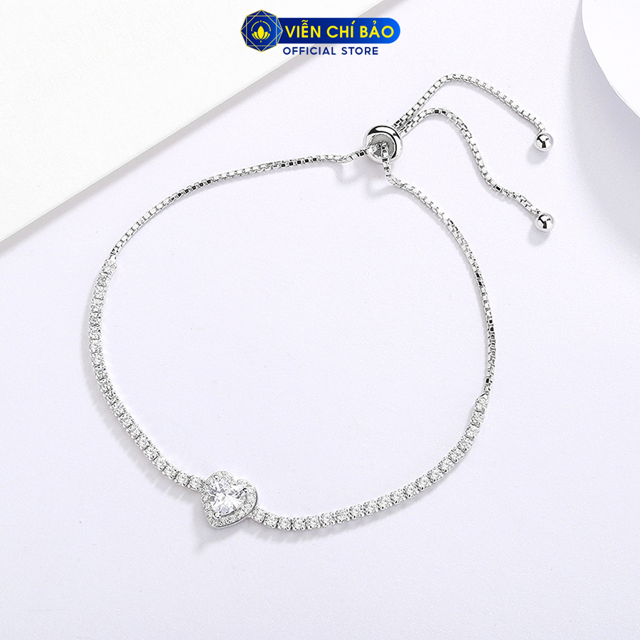 Lắc tay bạc nữ trái Tim đính đá cá tính chất liệu bạc 925 thời trang phụ kiện trang sức Viễn Chí Bảo L400743