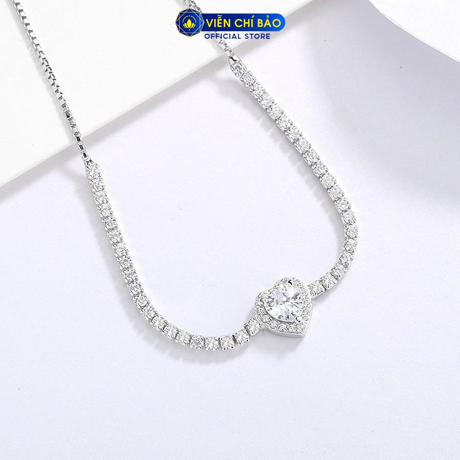 Lắc tay bạc nữ trái Tim đính đá cá tính chất liệu bạc 925 thời trang phụ kiện trang sức Viễn Chí Bảo L400743