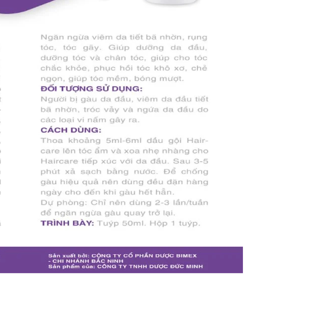Dầu gội Haircare / Hair care chai 50ml - Sạch gàu, ngứa da đầu, tóc chắc khỏe
