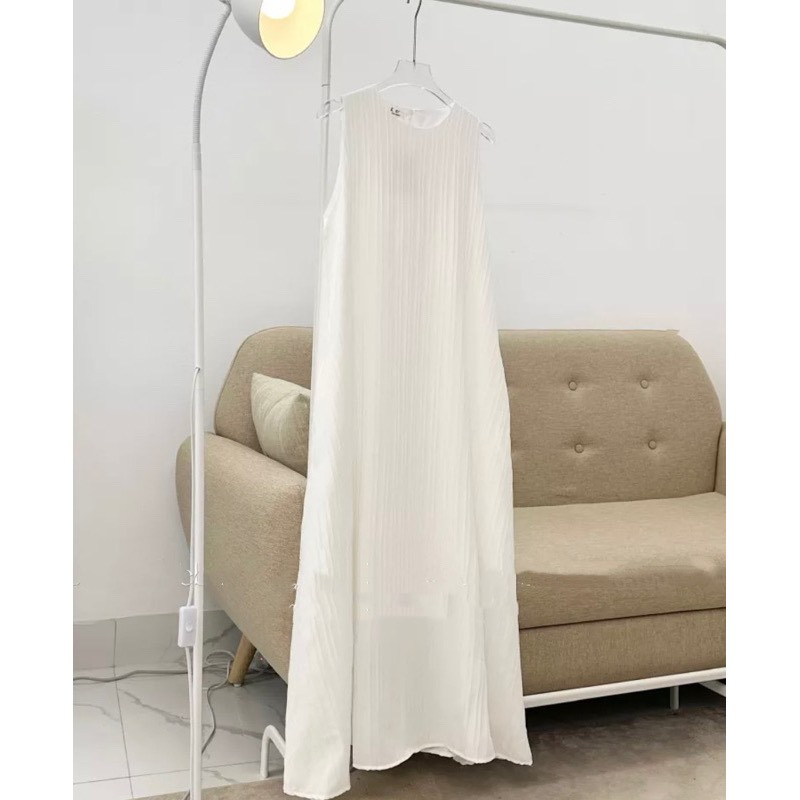 [Ảnh thật/Video] Đầm đũi ba lỗ trơn dáng dài sát nách thoáng mát tiểu thư