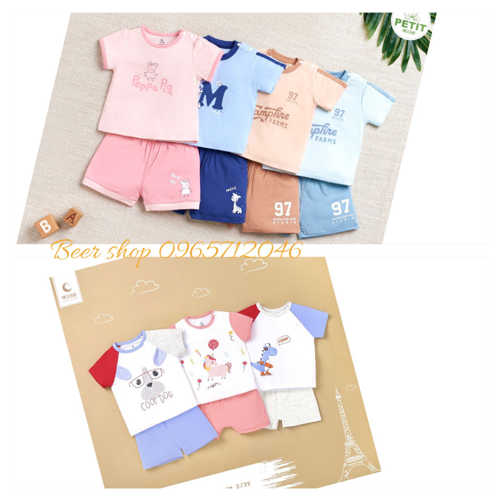 MOON Bộ Cộc Tay Chất Liệu Sợi Tre cho bé từ 6M - 3Y