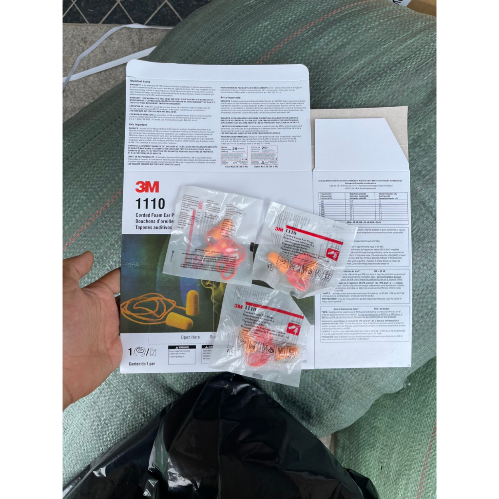 Nút tai chống ồn 3M 1110 - Tiêu Chuẩn: CE EN 352-2, ANSI S3.19