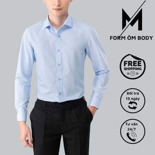 Áo sơ mi nam cao cấp dài tay VNXK, Áo lụa dài tay from ôm body dáng ôm