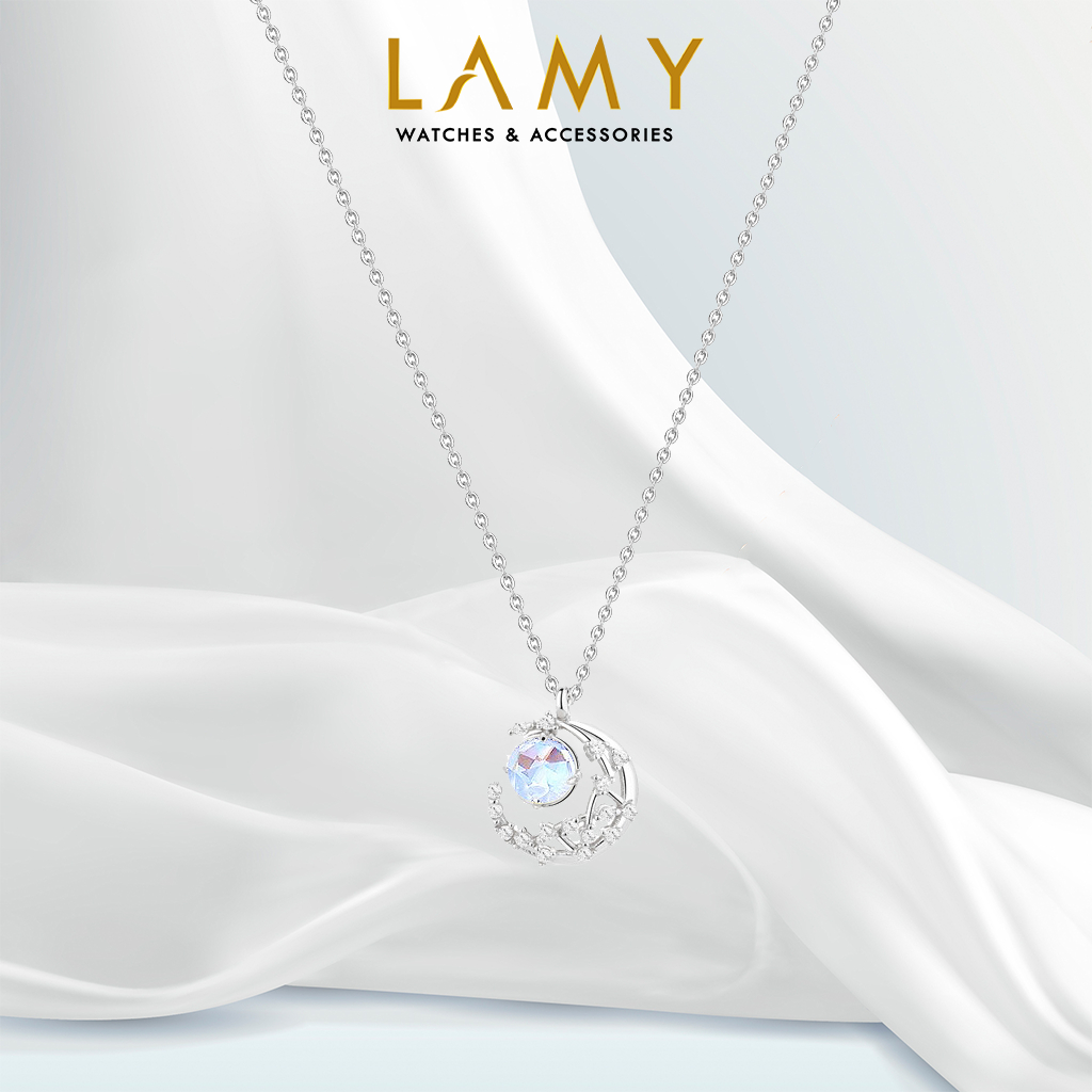 Dây chuyền bạc nữ CDE Moonstone đá mặt trăng lấp lánh Necklace CDE6068SV - Bạc cao cấp