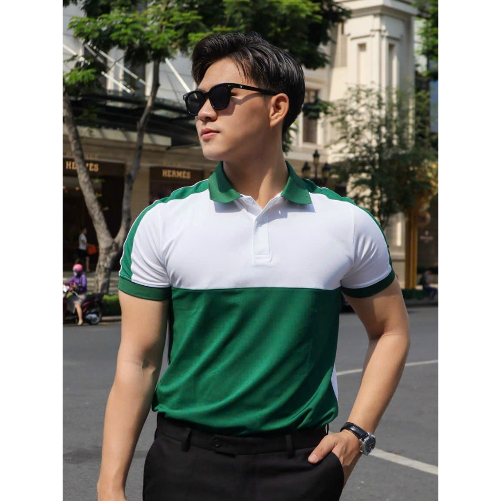 Áo thun polo nam phối màu, vải mềm mịn, thun cá sấu thoáng mát - TM1