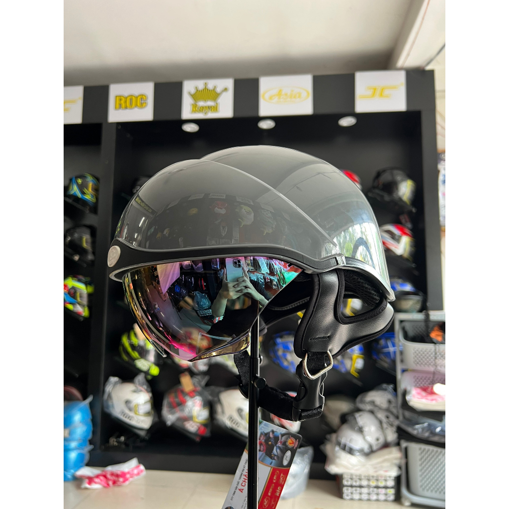 MŨ BẢO HIỂM 1/2 ASIA MT268 NỬA ĐẦU - KÍNH ÂM - LÓT THÁO RỜI HÀNG CHÍNH HÃNG - KÍNH 7 MÀU MỚI.