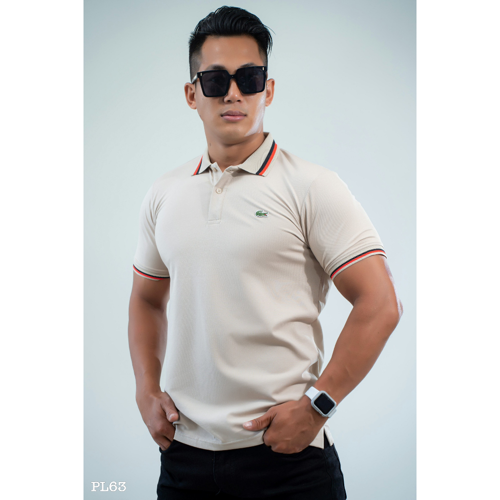 Áo Polo Lacos.te nam cá sấu cotton 100% PL63 - Áo nam VNXK logo thêu nổi