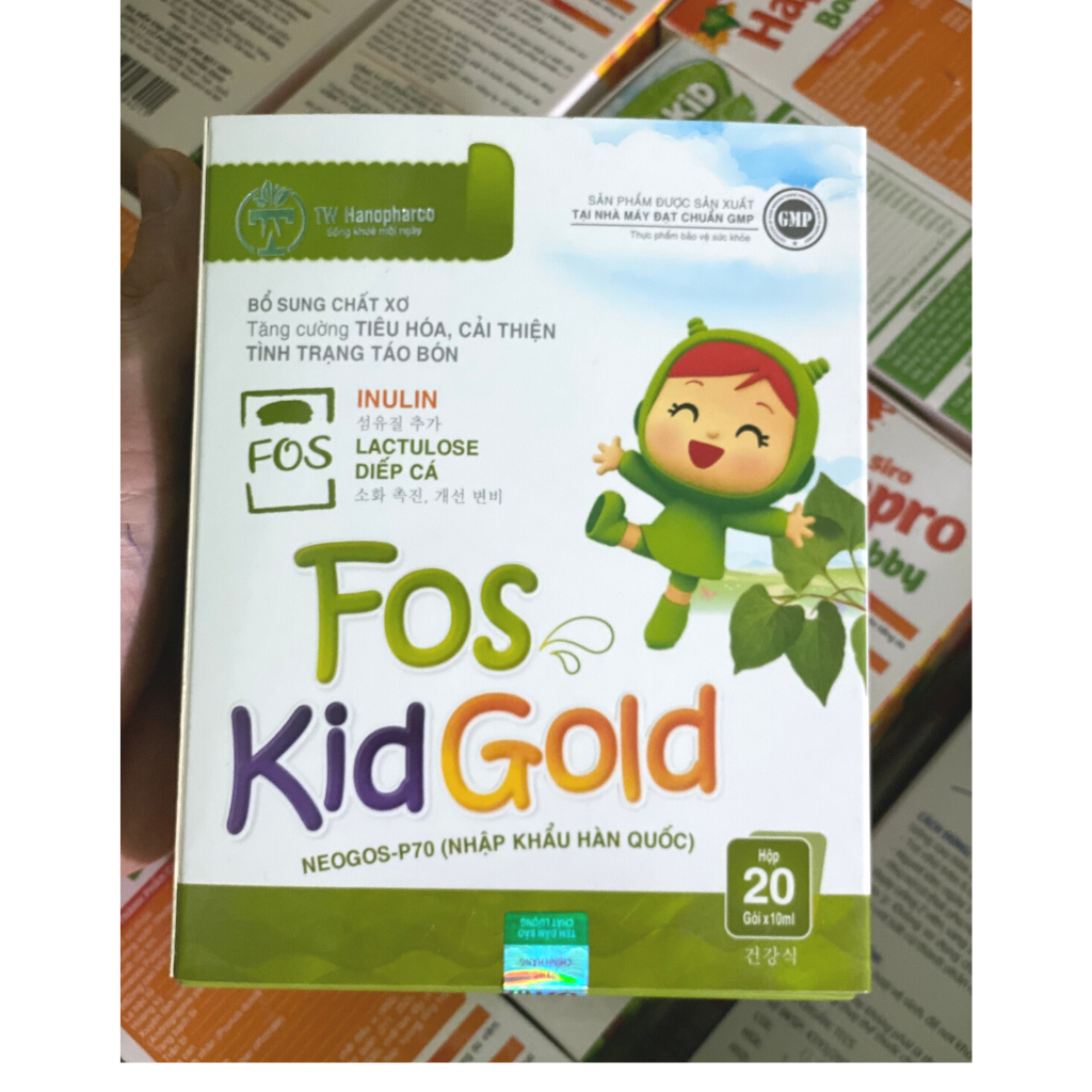 Siro giảm táo bón cho trẻ FOS KID GOLD, bố sung chất xơ, inulin, diếp cá, vitamin B1 (20 gói * 10ml)
