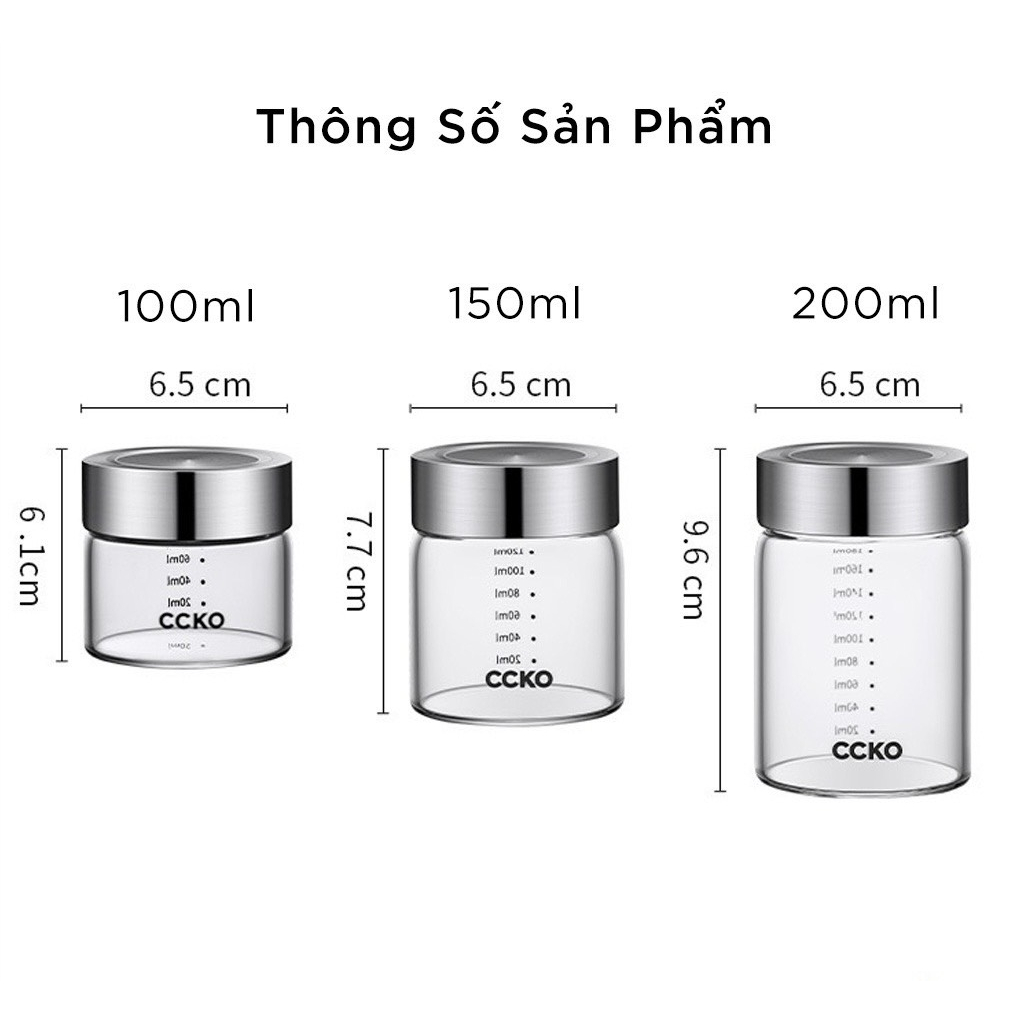 Hũ thuỷ tinh borosilicate đựng yến, ngũ cốc cao cấp CCKO - CK9317