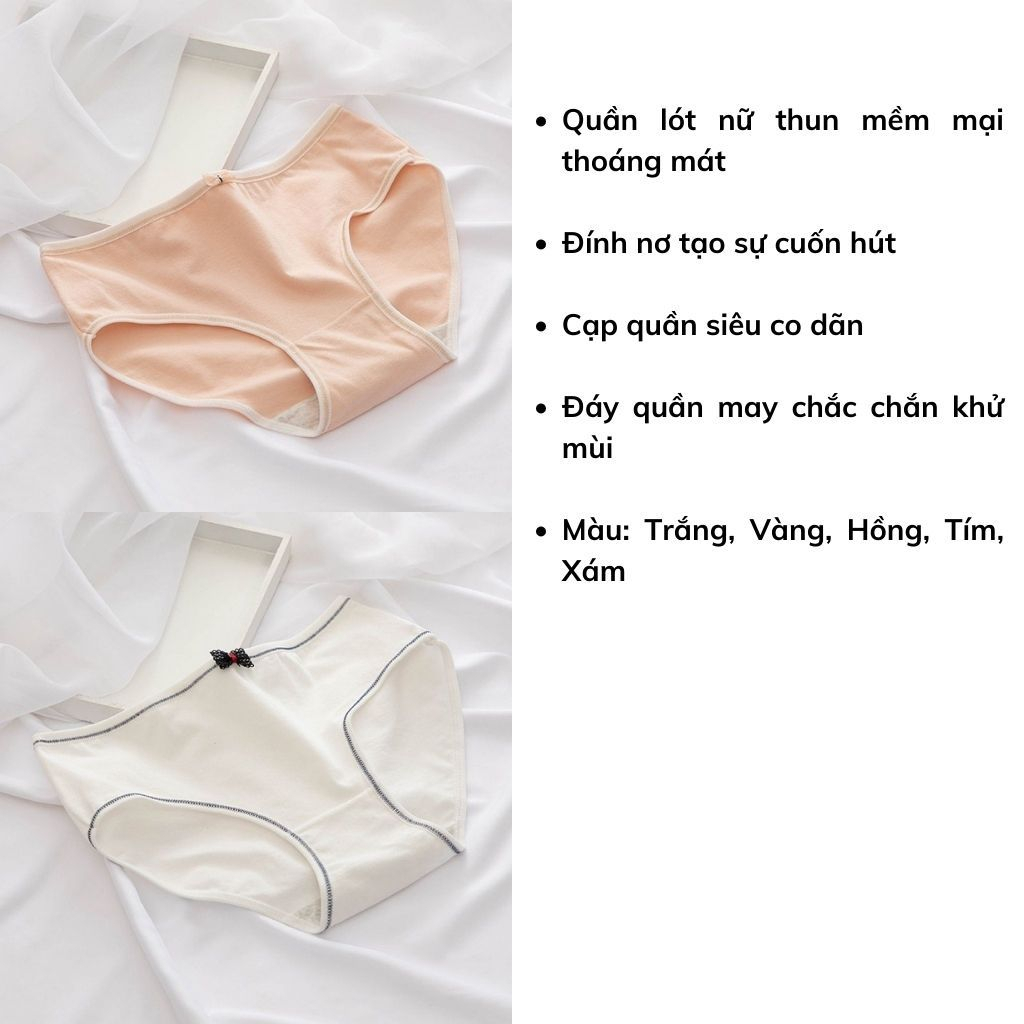 Quần lót nữ thun cotton mềm mại thoáng mát đính nơ gợi cảm và sexy DEVARI L946