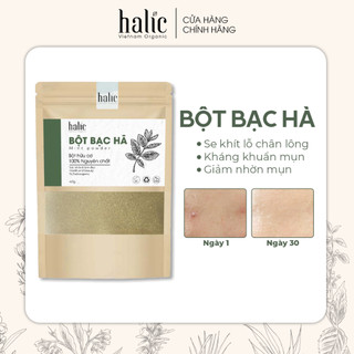Bột Bạc Hà nguyên chất Halic Organic 40G đắp mặt nạ ngừa mụn, làm sạch da và loại bỏ bã nhờn hiệu quả