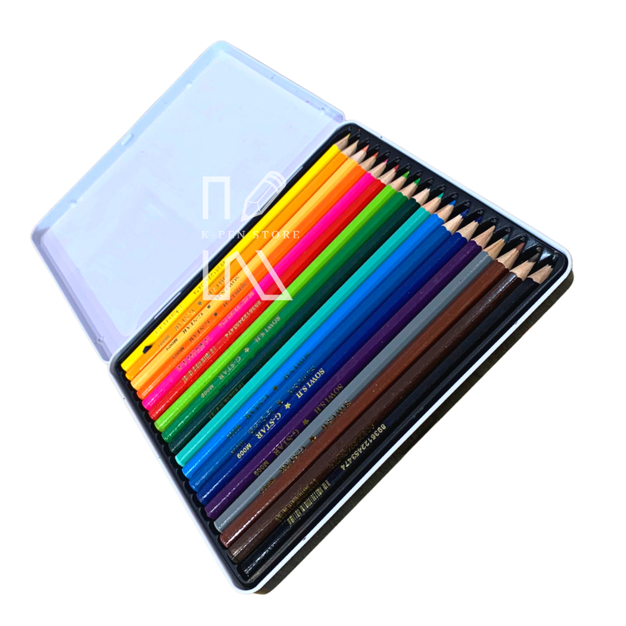 Hộp 18 Cây Bút Chì Màu Hộp Thiếc Gstar Cao Cấp - Văn Phòng Phẩm No.1