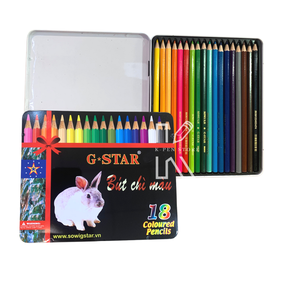 Hộp 18 Cây Bút Chì Màu Hộp Thiếc Gstar Cao Cấp - Văn Phòng Phẩm No.1