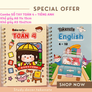 Combo sổ tay Toán 4 + Tiếng Anh