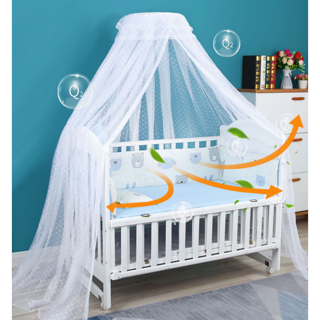 Cũi Gỗ Màu Trắng Cao Cấp Cho Bé, cũi gỗ 2 tầng quây 4 mặt thông thoáng, độ bền cao KT 105X60X90