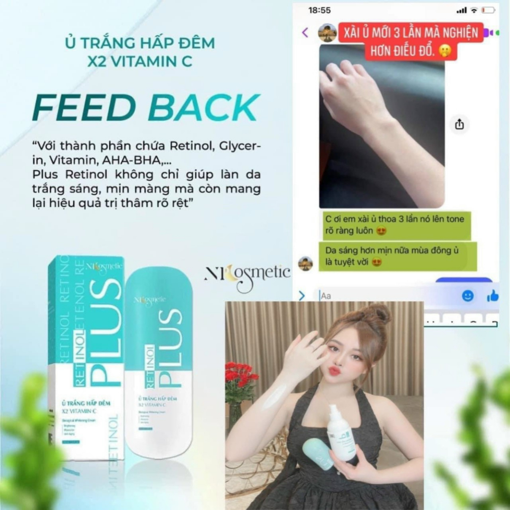 Ủ TRẮNG HẤP ĐÊM RETINOL X2 VITAMIN C | Nâng tone da,cấp ẩm,kích trắng.