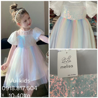 Đầm công chúa bé gái 10Y. Váy công chúa sắc màu chính hãng Melisa size đại 10-40kg
