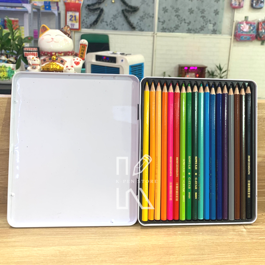 Hộp 18 Cây Bút Chì Màu Hộp Thiếc Gstar Cao Cấp - Văn Phòng Phẩm No.1