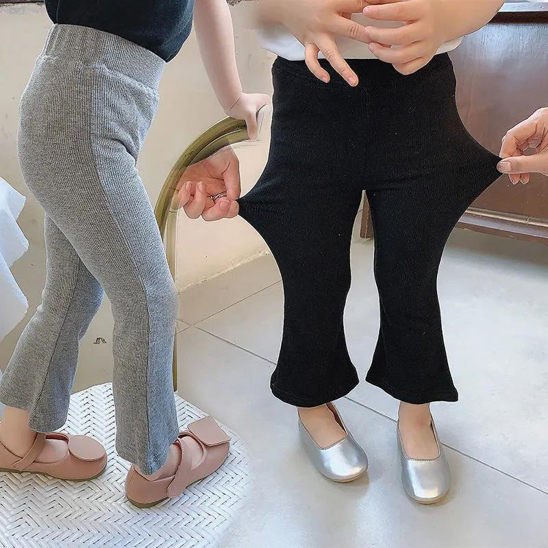 Quần legging ống loe L1 thun gân dáng đẹp cho bé gái hàng QC 10-21ký