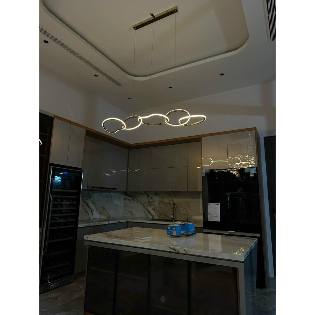 Đèn thả vòng Ring Led INOX mạ TITAN hiện đại trang trí nội thất CAO CẤP