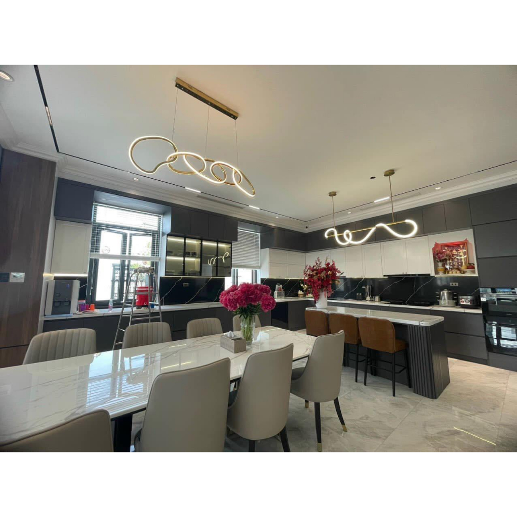 Đèn thả vòng Ring Led INOX mạ TITAN hiện đại trang trí nội thất CAO CẤP