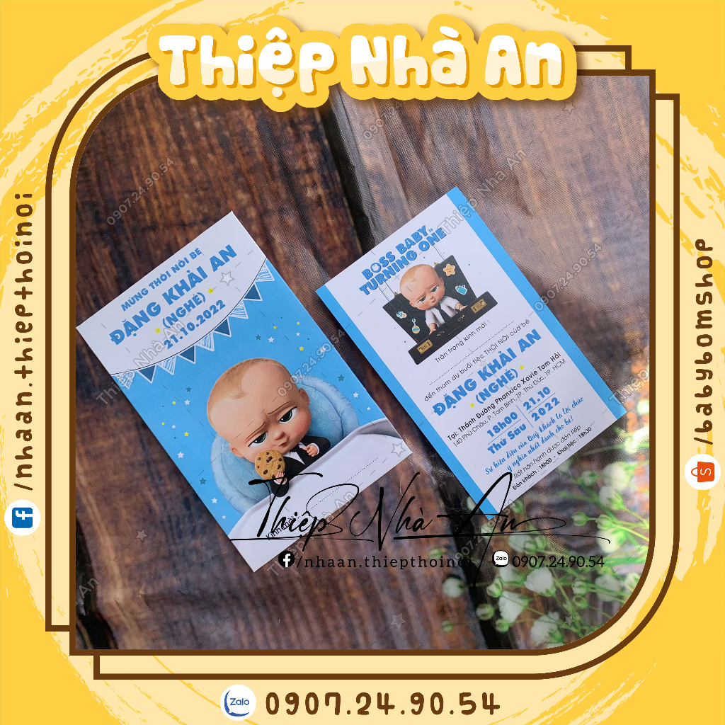 ♥️Thiệp Mời Sinh Nhật - Thiệp Thôi Nôi - Thiệp Đầy Tháng BABY BOSS dành cho bé trai ♥️