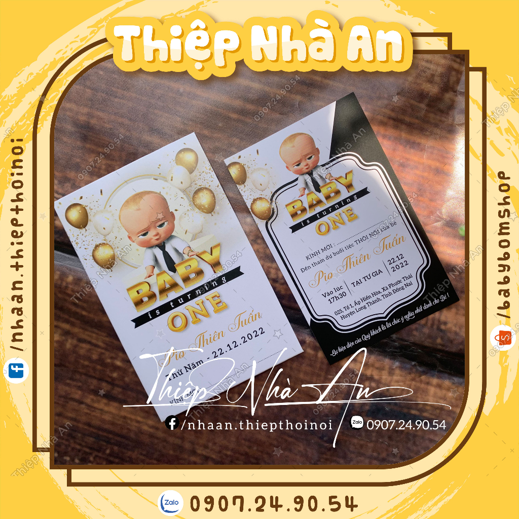 ♥️Thiệp Mời Sinh Nhật - Thiệp Thôi Nôi - Thiệp Đầy Tháng BABY BOSS dành cho bé trai ♥️