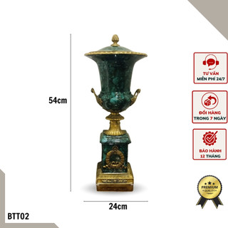 [FREESHIP] Bình chóe đá Malachite quý hiếm phong cách tân cổ điển sang trọng BTT02 - Bình phong thủy chiêu tài hút lộc.