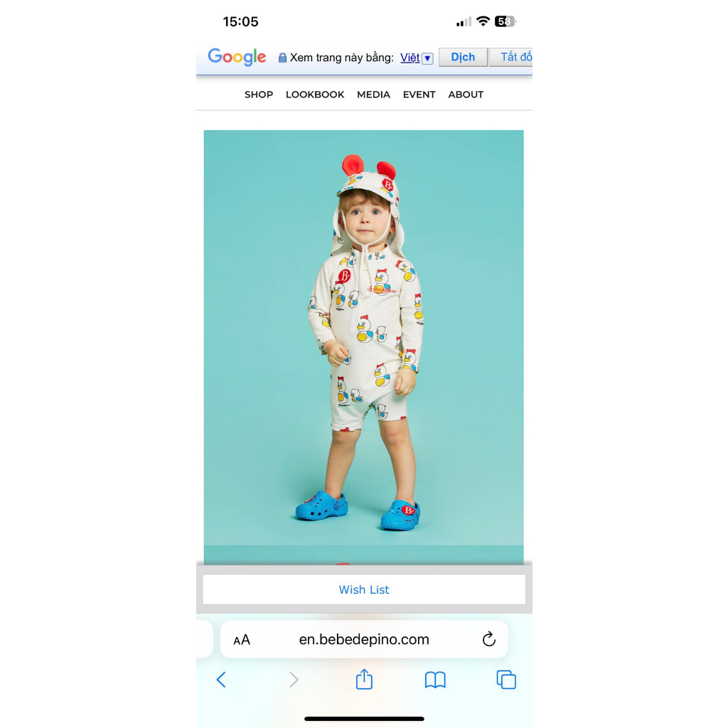 Đồ bơi xuất khẩu Bebe de pino size 85 - 130