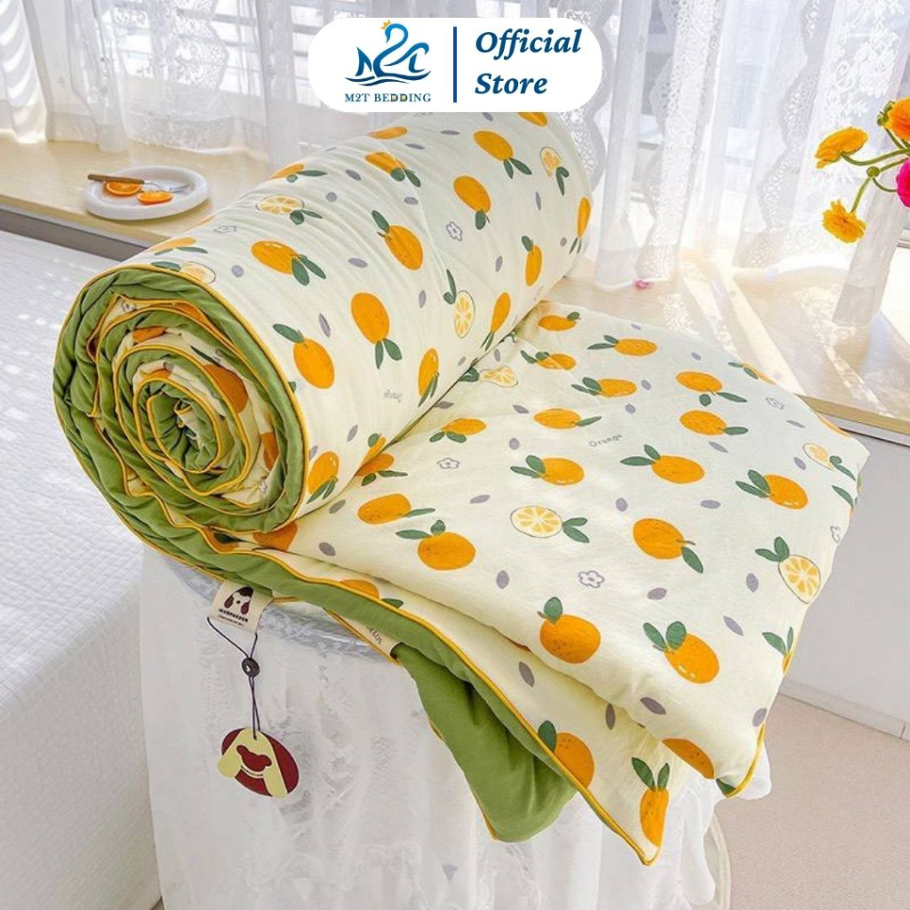 Chăn hè Cotton Đũi M2T BEDDING mềm mát, Mền hè kích thước 2mx2m3 dùng 4 mùa quanh năm