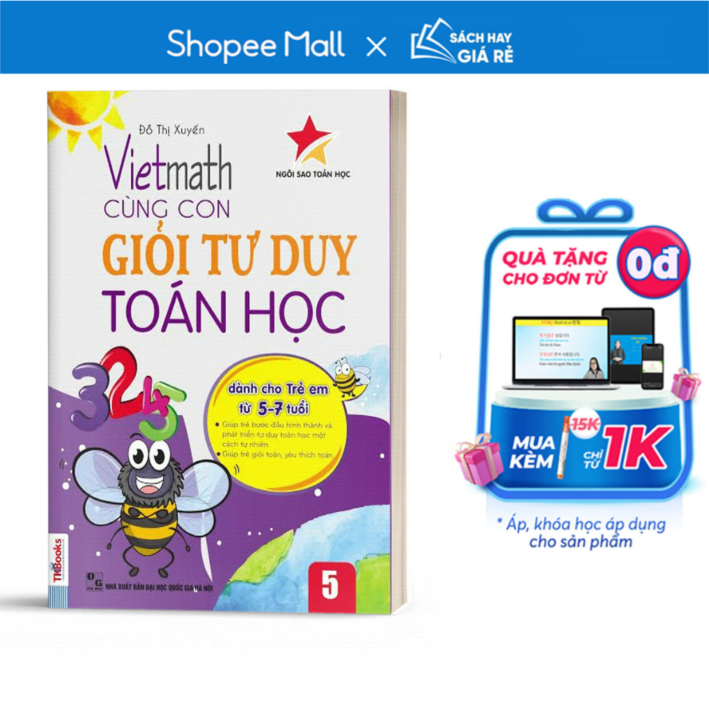 Sách - Vietmath - Cùng con giỏi tư duy toán học 5 (Tái bản 2020) - MCBooks