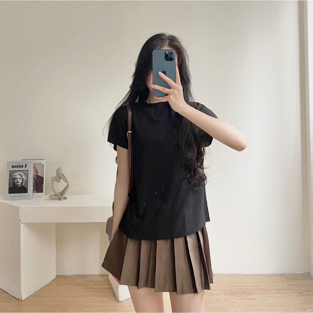 Áo thun gân tay dơi cổ leo sang chảnh Heppy _ Ao6917_P11K6