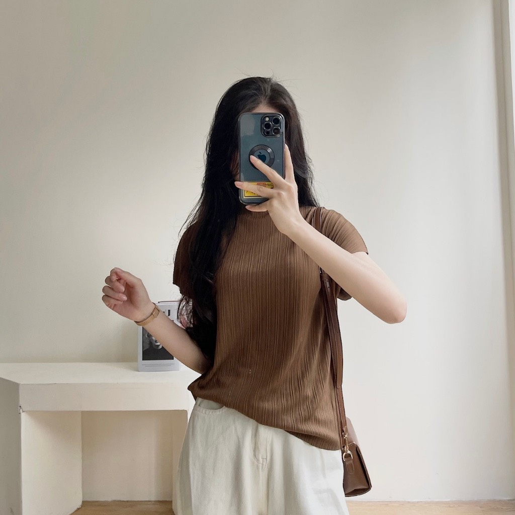 Áo thun gân tay dơi cổ leo sang chảnh Heppy _ Ao6917_P11K6