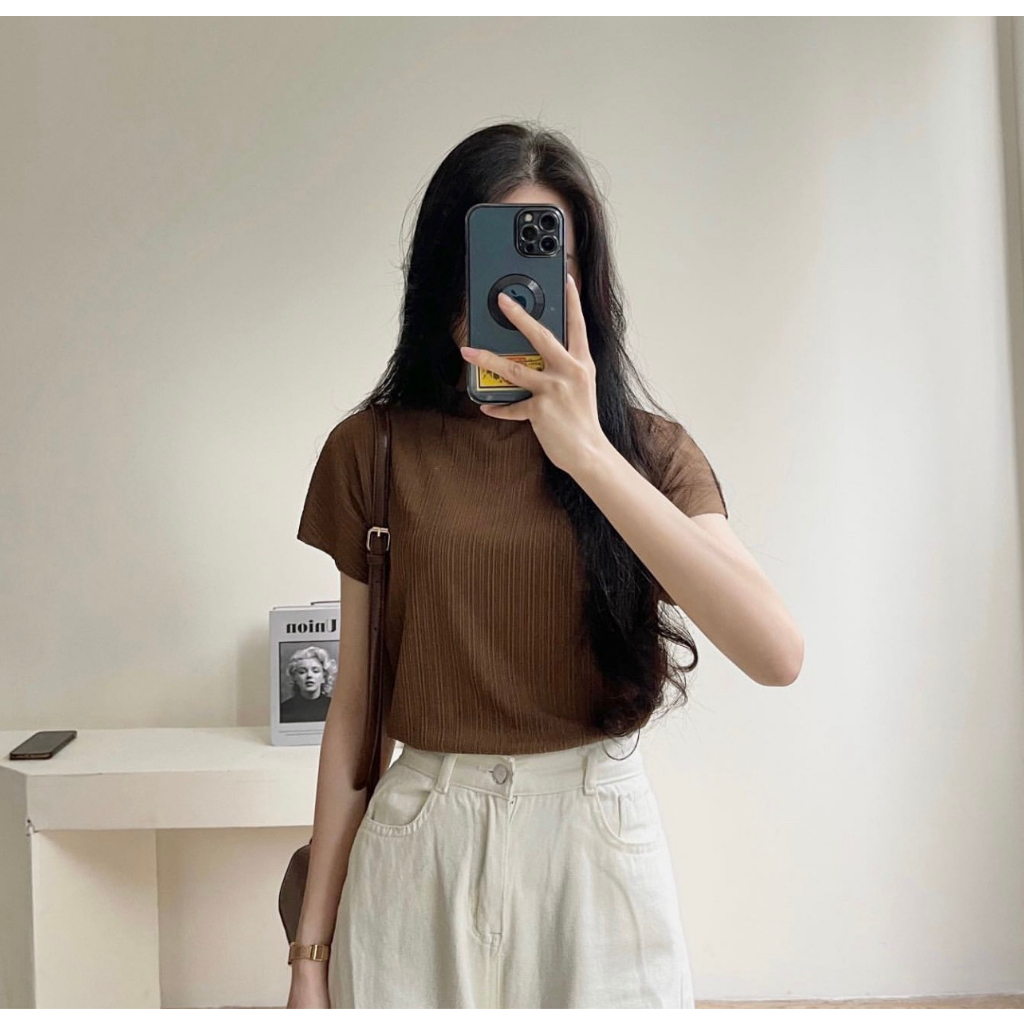 Áo thun gân tay dơi cổ leo sang chảnh Heppy _ Ao6917_P11K6