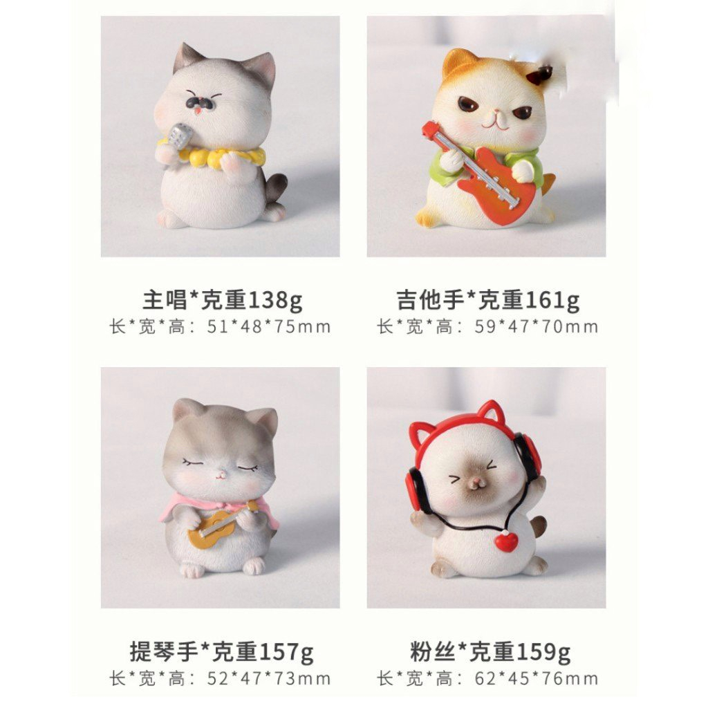 MÔ hình ban nhạc Nhạc Mèo Trang Trí Taplo Ô Tô, Bàn Làm Việc, Văn Phòng Siêu Ngộ Nghĩnh