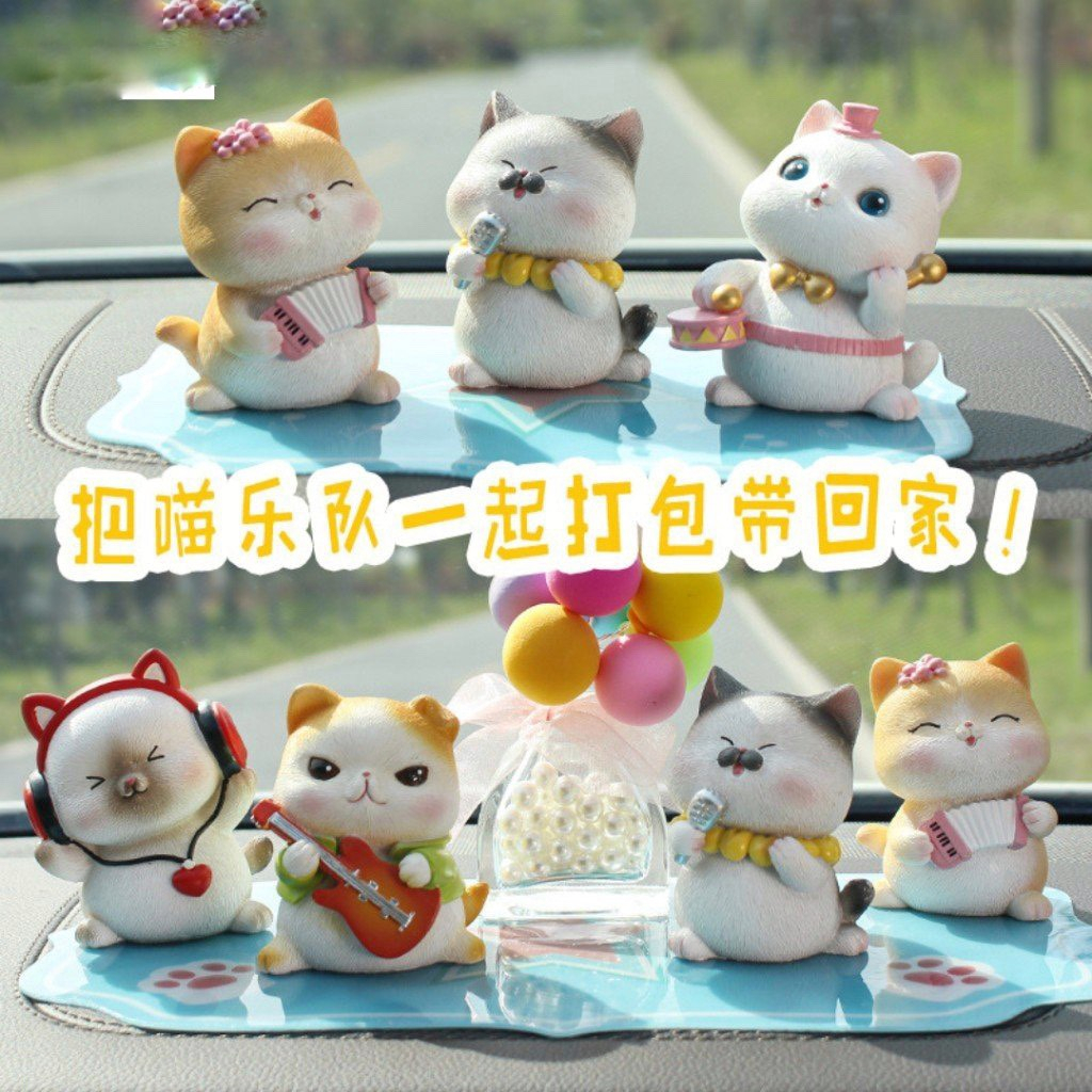 MÔ hình ban nhạc Nhạc Mèo Trang Trí Taplo Ô Tô, Bàn Làm Việc, Văn Phòng Siêu Ngộ Nghĩnh