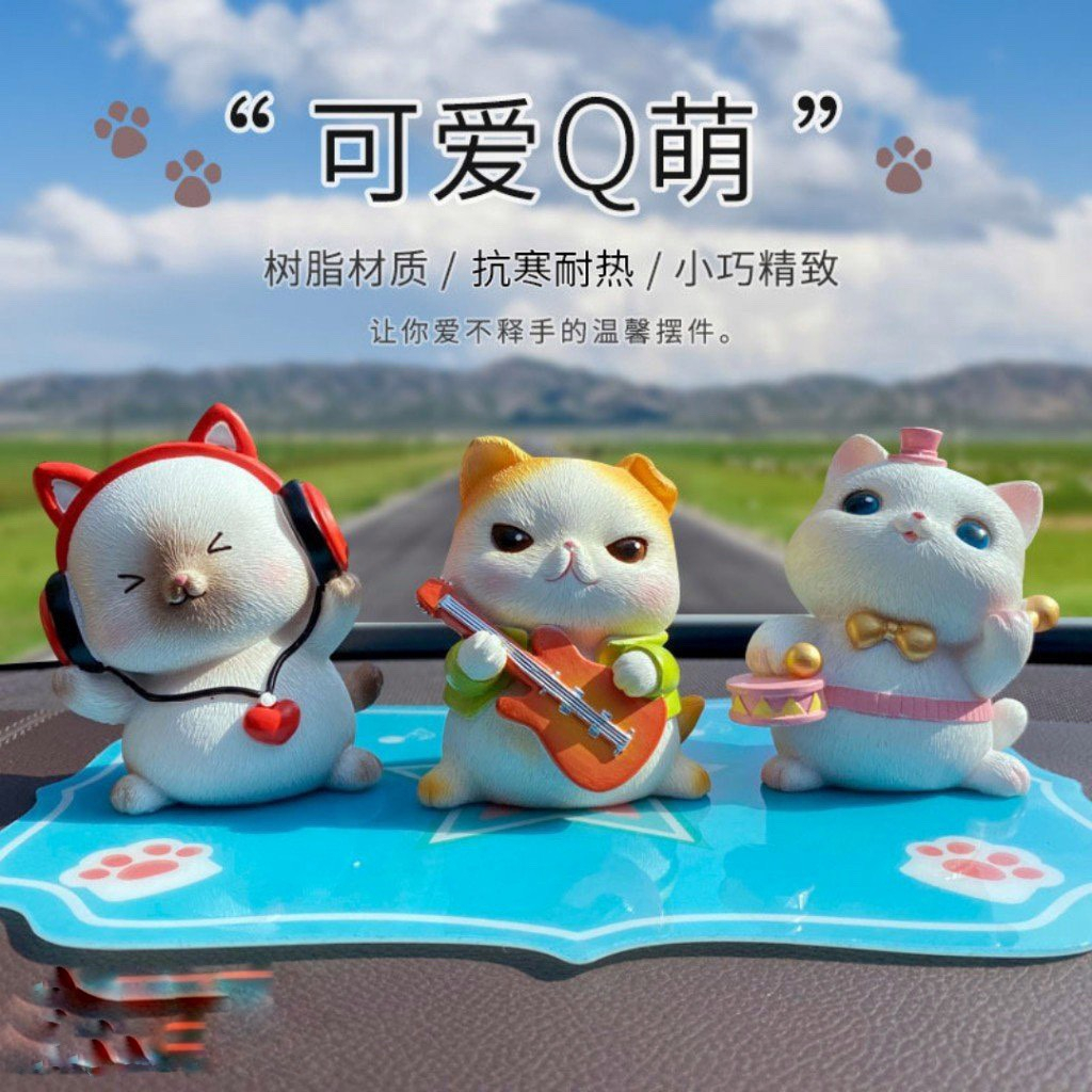 MÔ hình ban nhạc Nhạc Mèo Trang Trí Taplo Ô Tô, Bàn Làm Việc, Văn Phòng Siêu Ngộ Nghĩnh