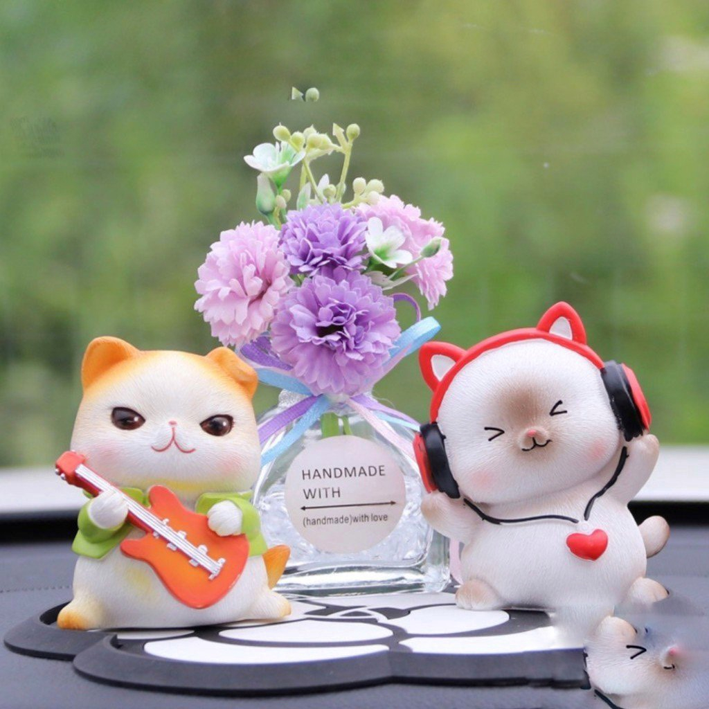 MÔ hình ban nhạc Nhạc Mèo Trang Trí Taplo Ô Tô, Bàn Làm Việc, Văn Phòng Siêu Ngộ Nghĩnh