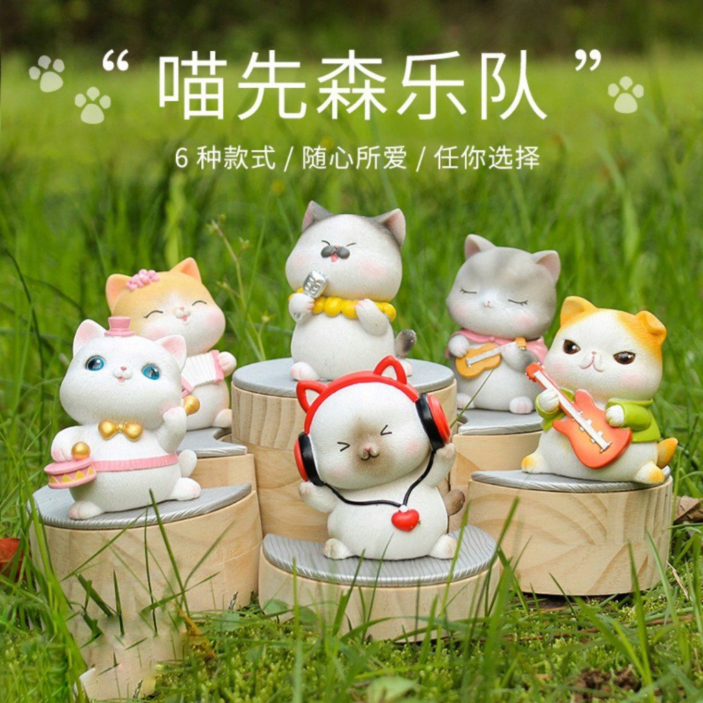 MÔ hình ban nhạc Nhạc Mèo Trang Trí Taplo Ô Tô, Bàn Làm Việc, Văn Phòng Siêu Ngộ Nghĩnh