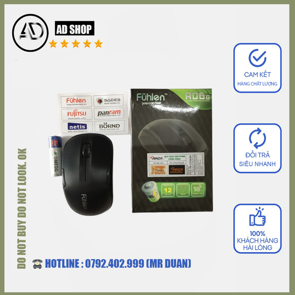 Chuột Không Dây Fuhlen A06G (Hàng Chính Hãng, tặng kèm Pin)