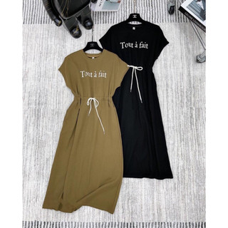 Đầm body cánh dơi dây rút chất thun mát in chữ siêu hot Gb29453
