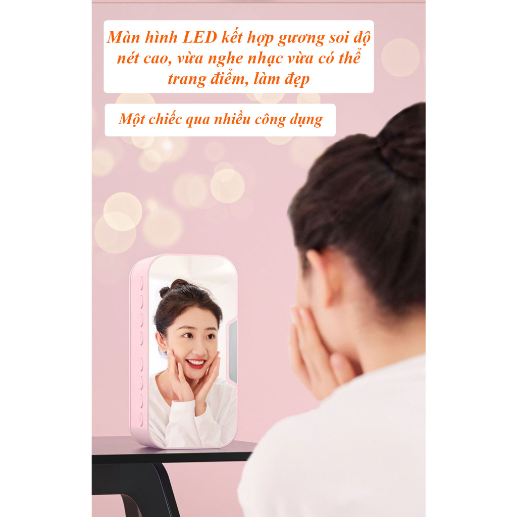 Loa bluetooth đồng hồ G5, loa bluetooth mini nghe nhạc làm đèn ngủ màn hình soi gương nhiều màu