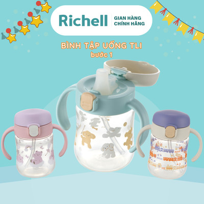 Bình tập uống nước RICHELL Nhật TLI bước 1 200ml chống sặc | Baby