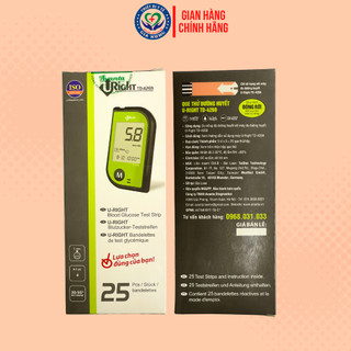 Que thử đường huyết Uright hộp 25 que dùng máy Uright TD-4269