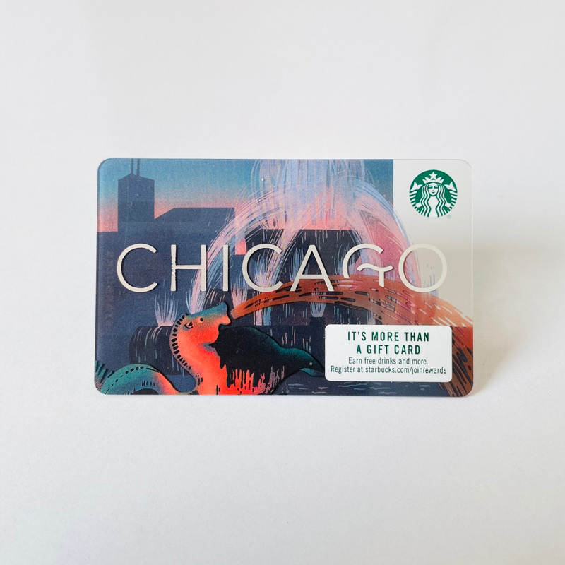 0839B-98 THẺ STARBUCKS NHỰA 2018 CHICAGO BUCKINGHAM FOUNTAIN, thẻ có trầy (thẻ đã sử dụng, dùng để chất sưu tầm)