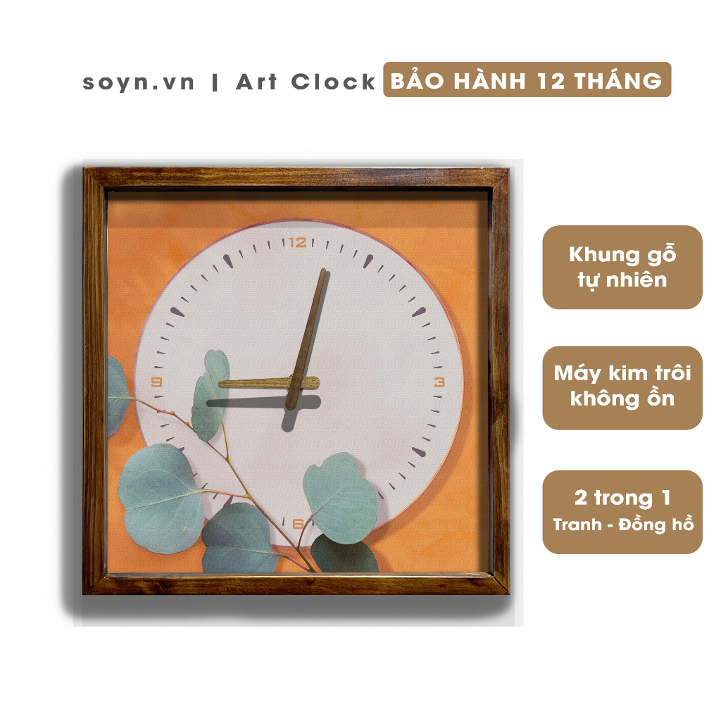 [Ảnh thật] Đồng hồ treo tường gỗ tự nhiên |Tranh đồng hồ trang trí tường | Artclock Soyn C41