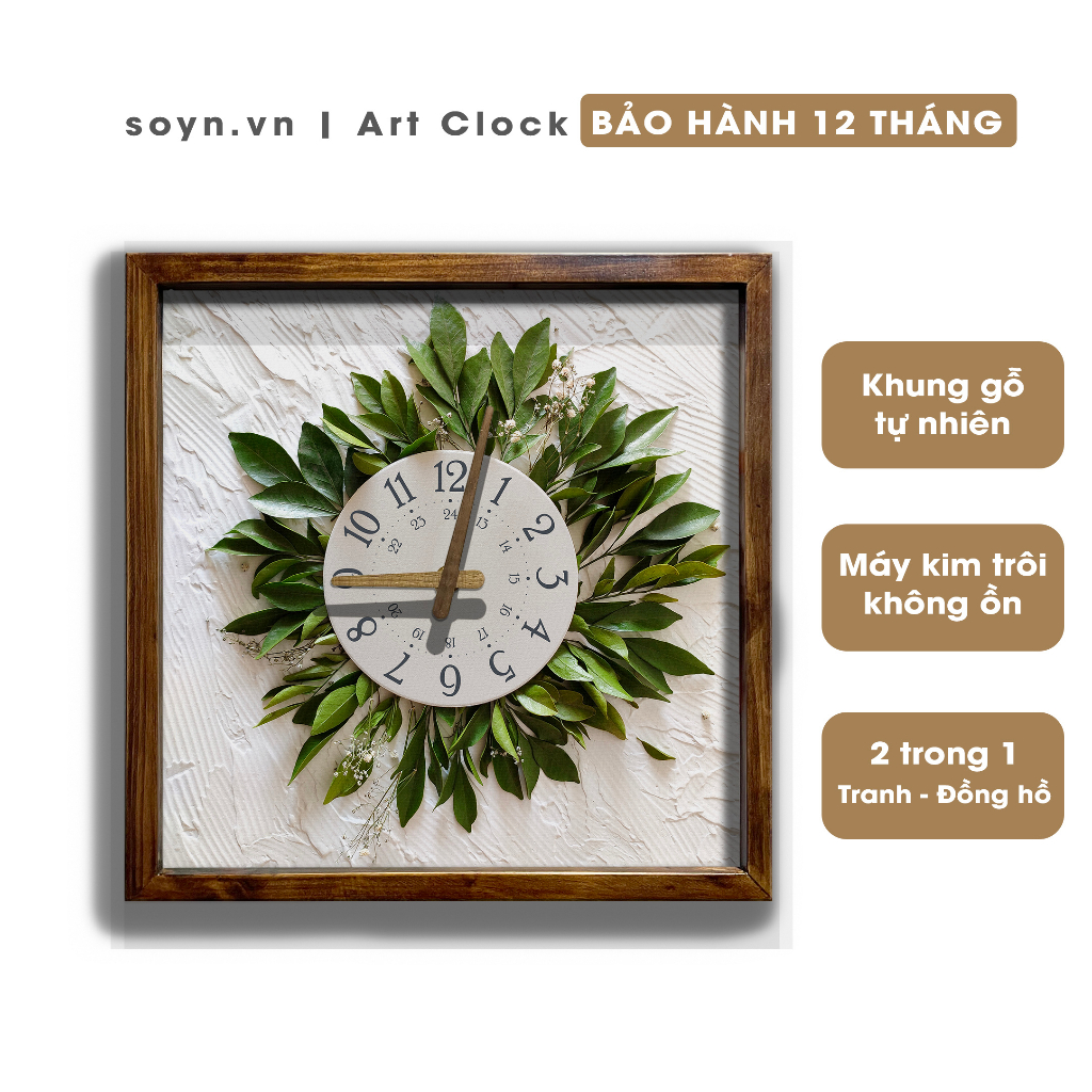 Đồng hồ treo tường gỗ tự nhiên |Tranh đồng hồ trang trí tường nghệ thuật | Quà tặng tân gia ý nghĩa | Artclock Soyn C63