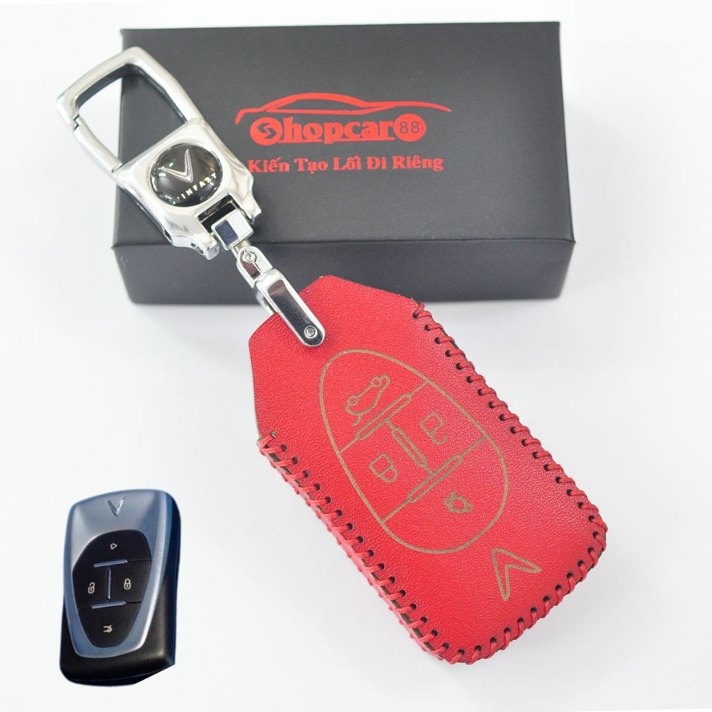 Bao da chìa khoá Vinfast E34, VF E34, VF 8, VF 9, VF8, VF9 xe điện VFE34 handmade 100% da bò thật.