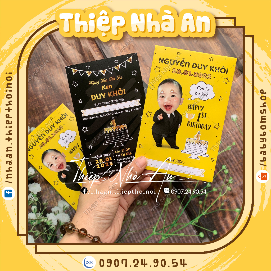 ♥️Thiệp Mời Sinh Nhật - Thiệp Thôi Nôi - Thiệp Đầy Tháng BABY BOSS dành cho bé trai ♥️